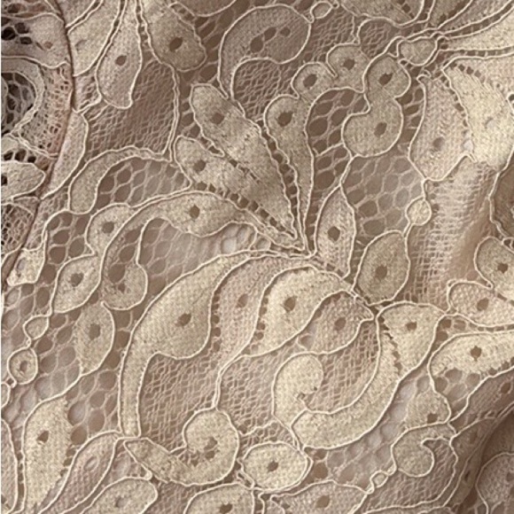 NEW ECRU Size 10 or 12. Lace Midi long sleeve v-neck special occasion Dress NWT - Picture 2 of 12